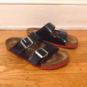 Navy Patent Birkenstocks